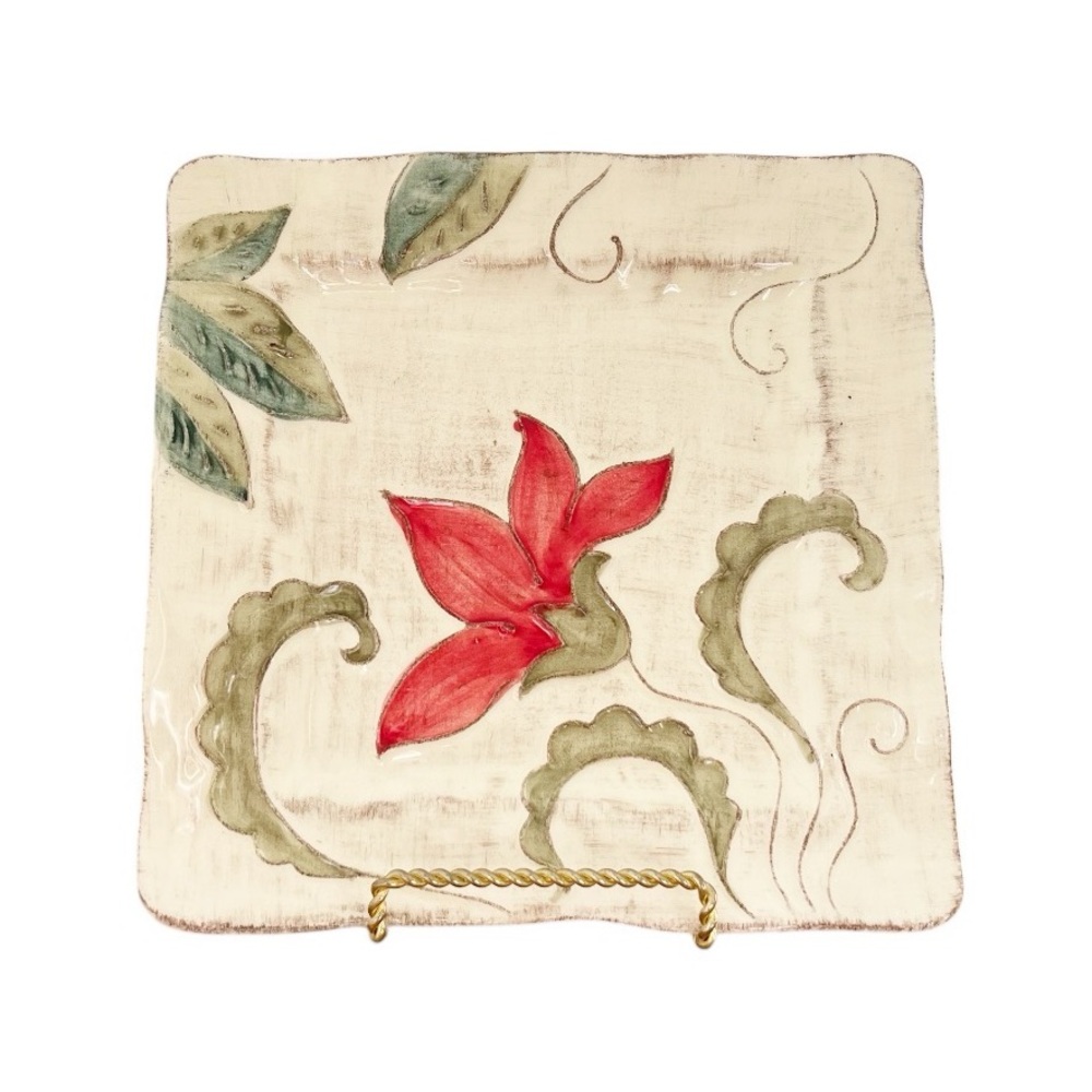 Portofino by Artimino Floral Square Plate Handcrafted Earthenware 8.5 inch Italy